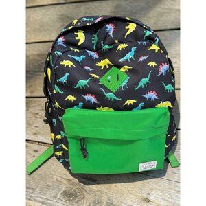 Vaschykids Kids Dinosaur Print Backpack With Green Pocket & Adjustable Straps -